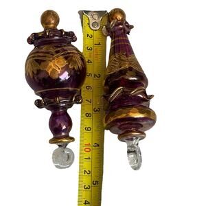 Vintage Valley Of The Kings Egyptian Blown Glass Ornament Lot of 2 Etched READ